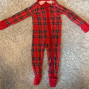 Little Sleepies Red Plaid Kids Footie